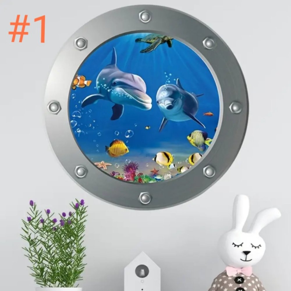 Decorative funny 3D Stickers "Dolphin" size 11,3"